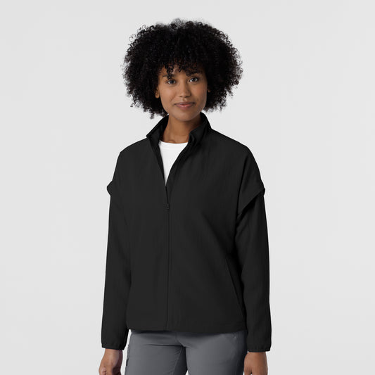 Layers 8014 BreezeBreaker Scrub Jacket Black Model Image Front | Wink