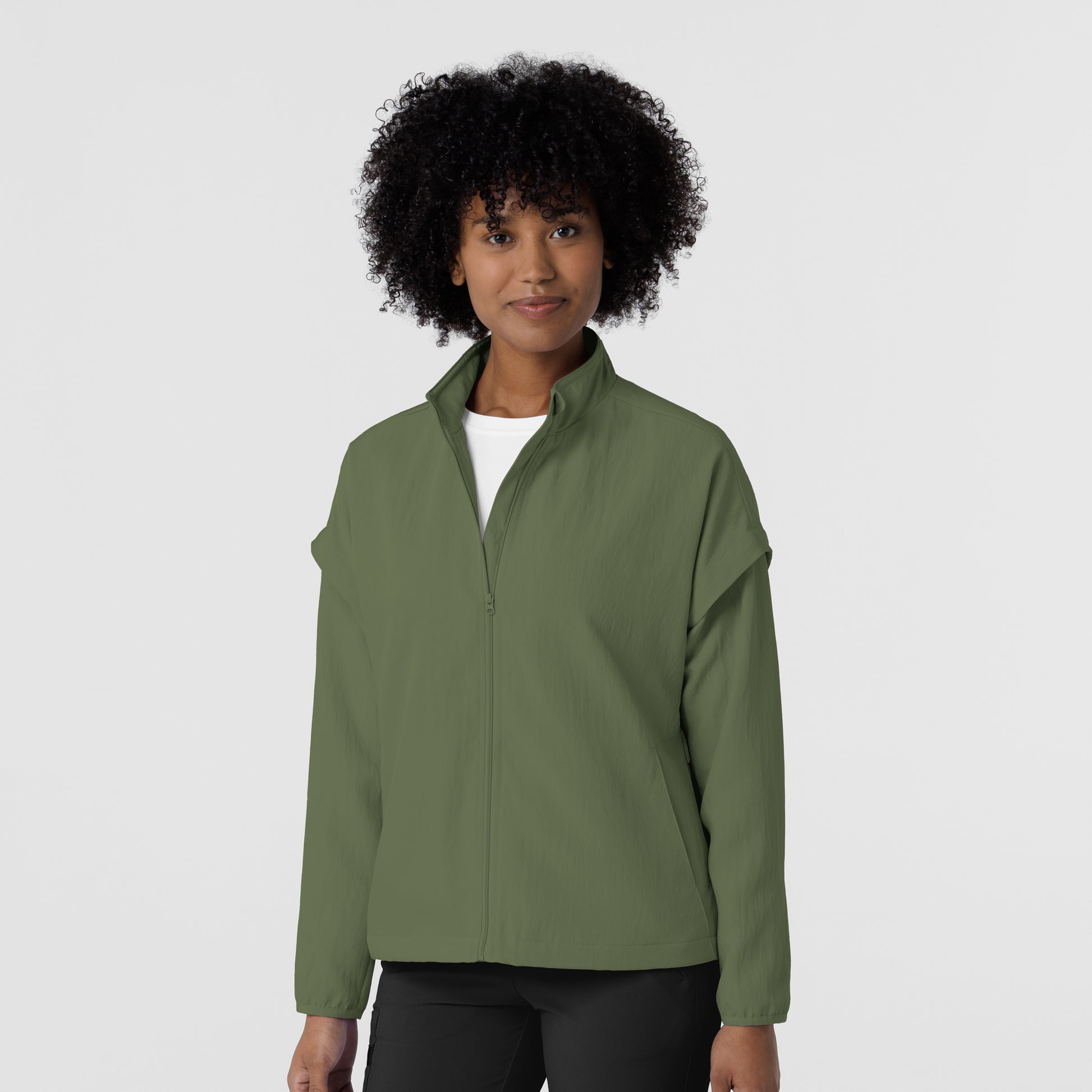 Layers 8014 BreezeBreaker Scrub Jacket Olive Model Image Front | Wink