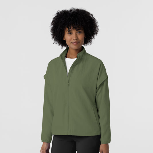 Layers 8014 BreezeBreaker Scrub Jacket Olive Model Image Front | Wink