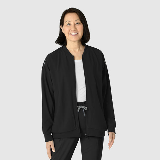 Layers 8066 Bomber Scrub Jacket Black Model Image Front | Wink