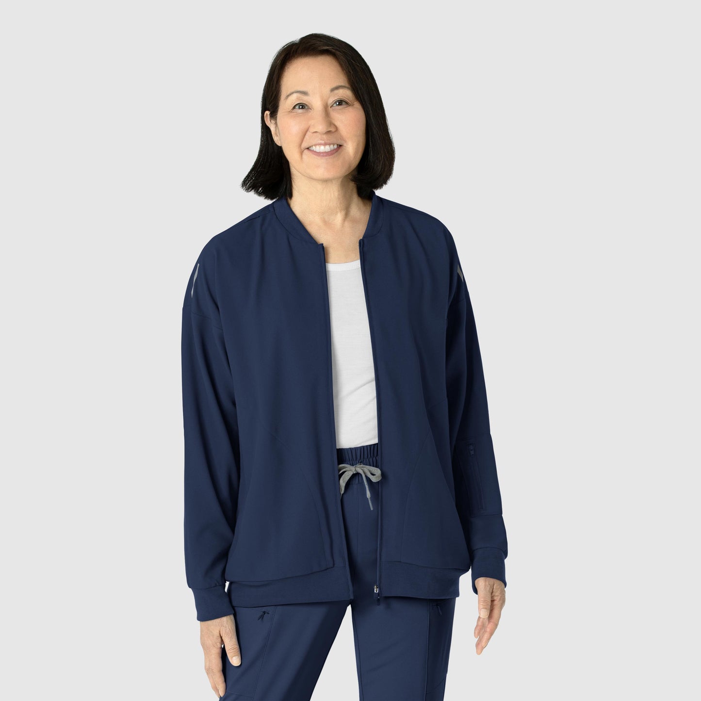 Layers 8066 Bomber Scrub Jacket Navy Model Image Front | Wink