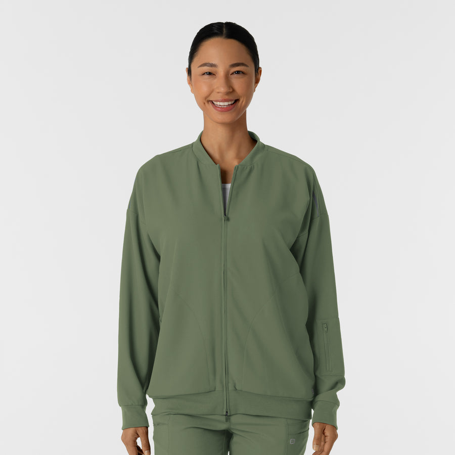 Layers 8066 Bomber Scrub Jacket Olive Model Image Front | Wink