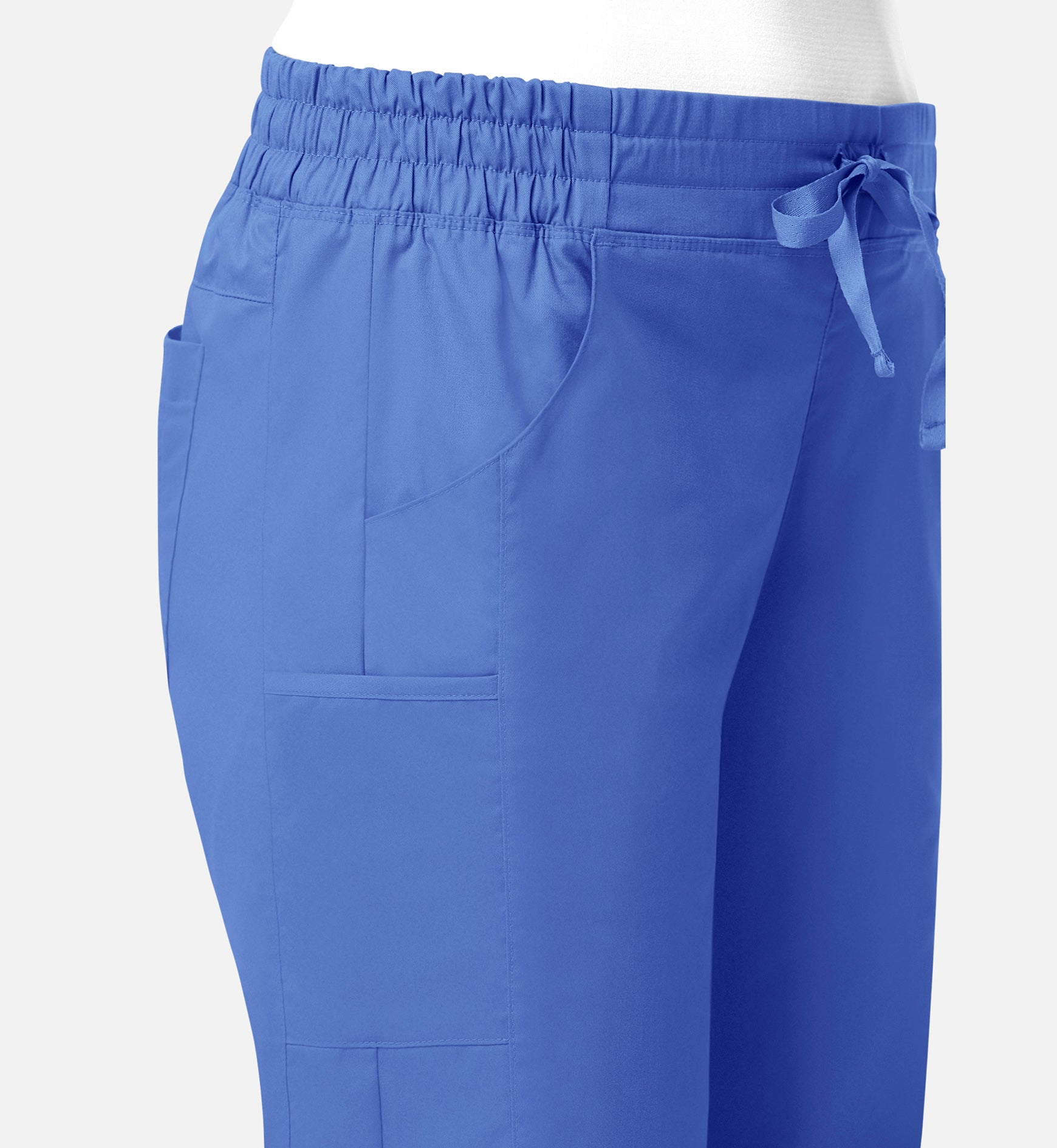 Blossom Signature 8102 Ladies Mesh Pocket 3-Quaters Elastic Band Pants Ceil Blue