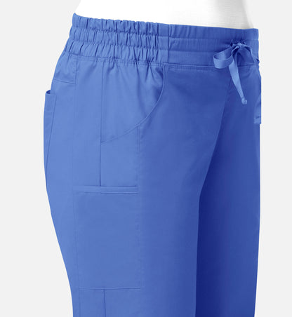 Blossom Signature 8102 Ladies Mesh Pocket 3-Quaters Elastic Band Pants Ceil Blue