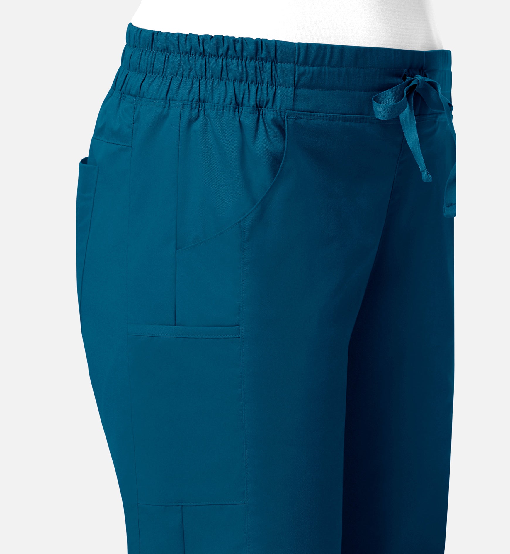 Blossom Signature 8102 Ladies Mesh Pocket 3-Quaters Elastic Band Pants Caribbean Blue