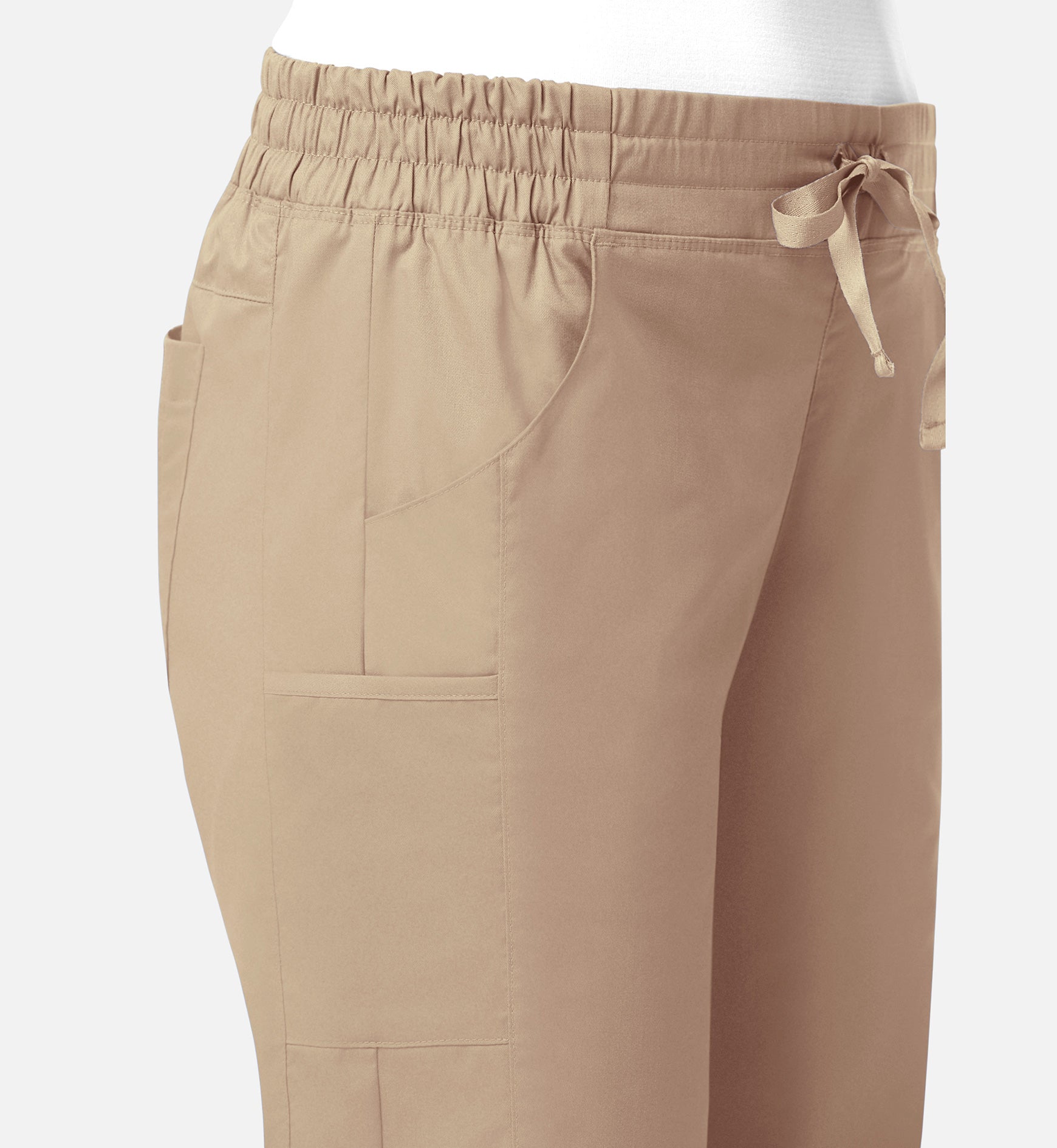 Blossom Signature 8102 Ladies Mesh Pocket 3-Quaters Elastic Band Pants Khaki