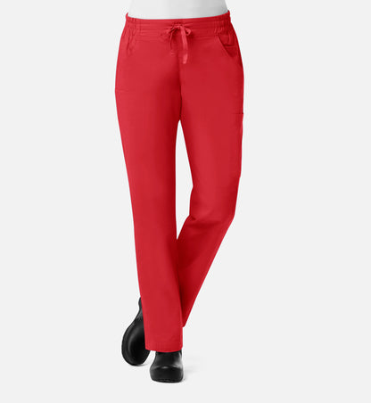 Blossom Signature 8102 Ladies Mesh Pocket 3-Quaters Elastic Band Pants Red