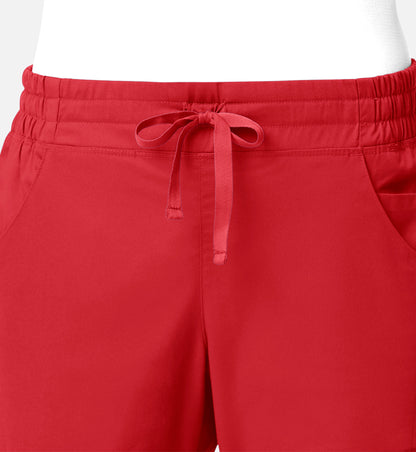 Blossom Signature 8102 Ladies Mesh Pocket 3-Quaters Elastic Band Pants Red