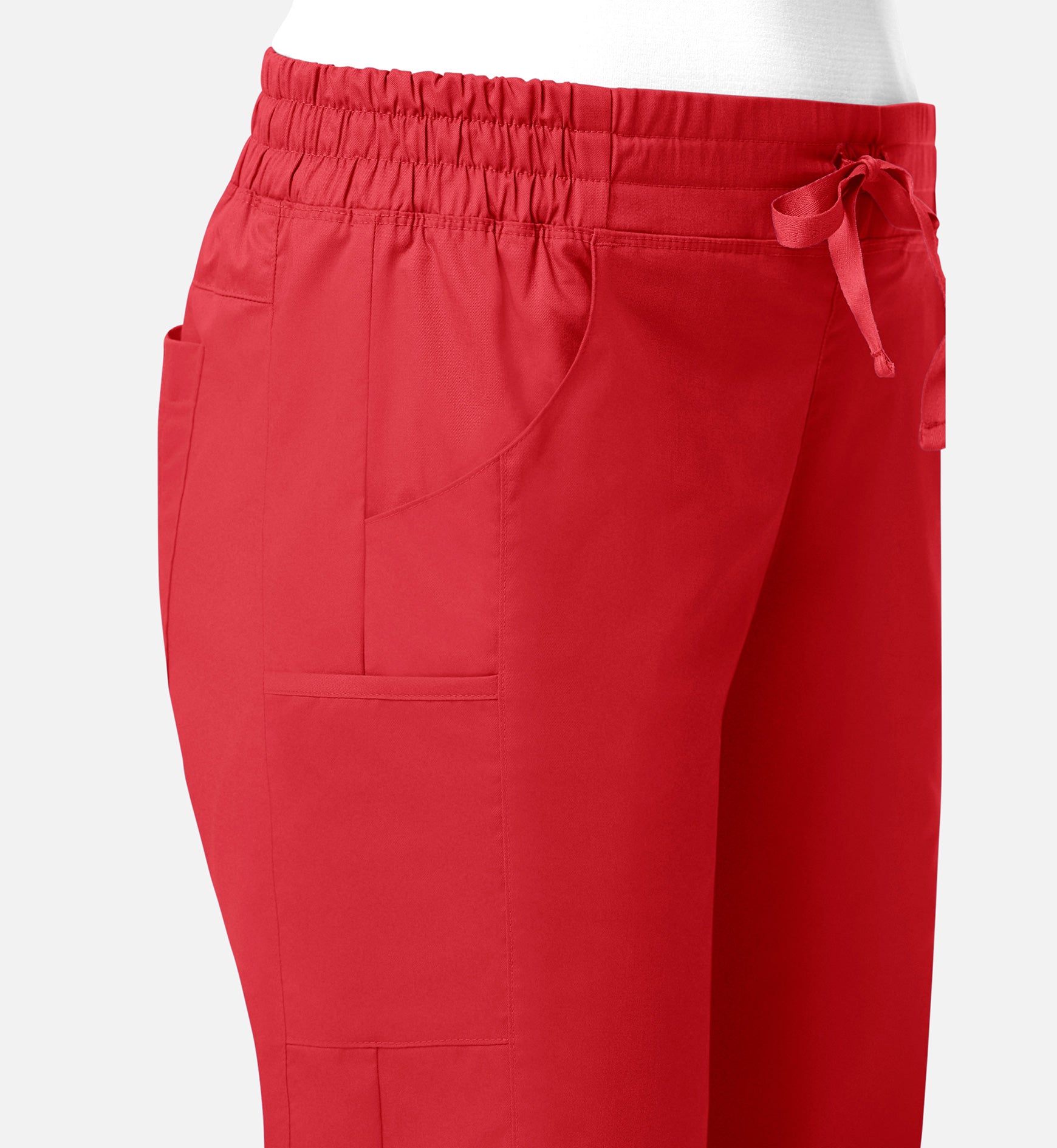 Blossom Signature 8102 Ladies Mesh Pocket 3-Quaters Elastic Band Pants Red