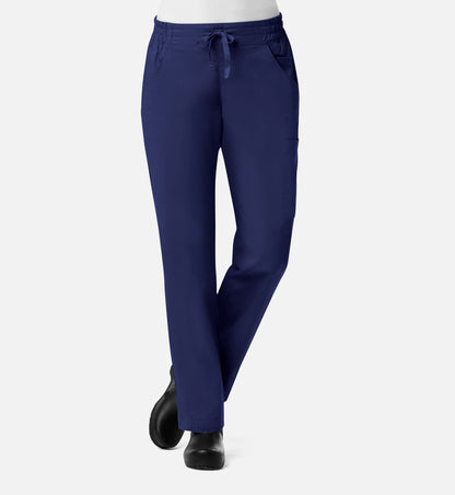 Blossom Signature 8102 Ladies Mesh Pocket 3-Quaters Elastic Band Pants Real Navy
