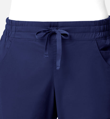 Blossom Signature 8102 Ladies Mesh Pocket 3-Quaters Elastic Band Pants Real Navy