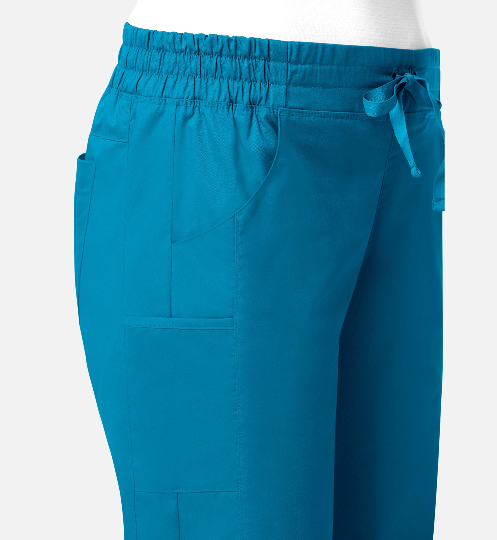 Blossom Signature 8102 Ladies Mesh Pocket 3-Quaters Elastic Band Pants Teal Blue