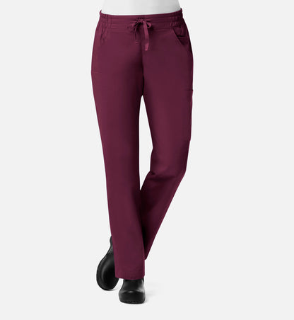 Blossom Signature 8102 Ladies Mesh Pocket 3-Quaters Elastic Band Pants Wine