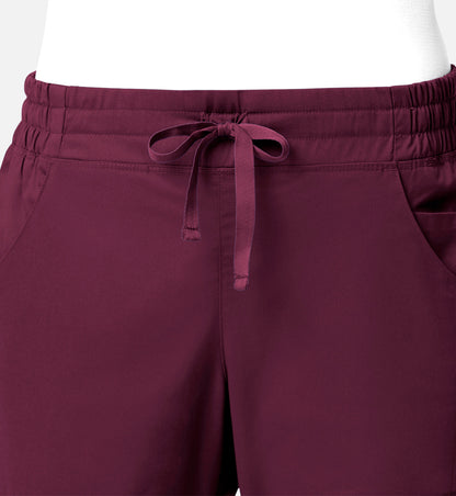 Blossom Signature 8102 Ladies Mesh Pocket 3-Quaters Elastic Band Pants Wine