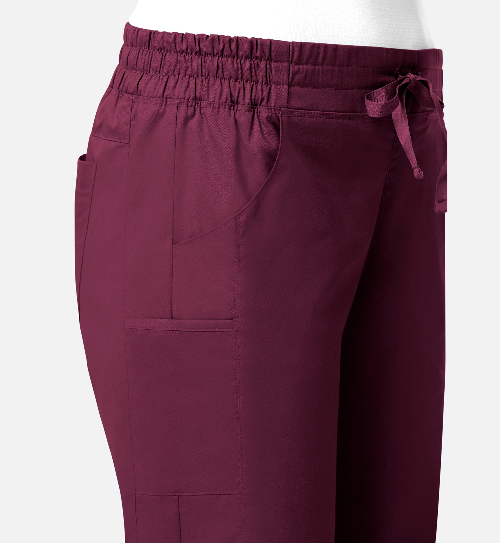 Blossom Signature 8102 Ladies Mesh Pocket 3-Quaters Elastic Band Pants Wine