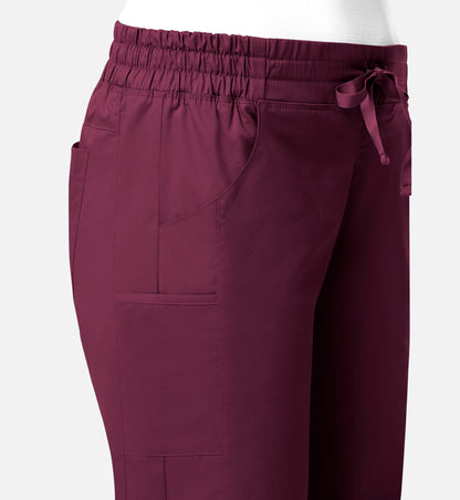 Blossom Signature 8102 Ladies Mesh Pocket 3-Quaters Elastic Band Pants Wine