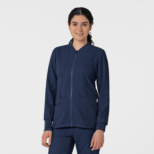 Thrive 8122 Flex-n-Reach Zip-Front Jacket Navy Model Image Front | Wink