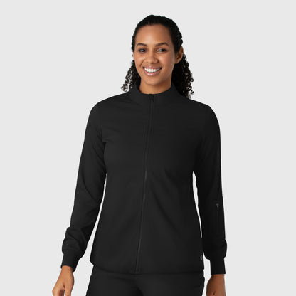 Boundless 8151 Warm Up Scrub Jacket Black Model Image Front | Wink