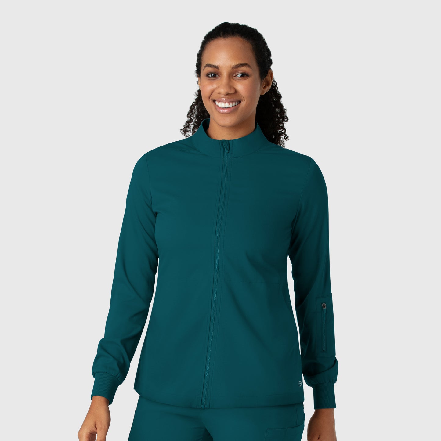 Boundless 8151 Warm Up Scrub Jacket Caribbean Model Image Front | Wink