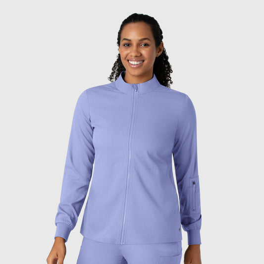 Boundless 8151 Warm Up Scrub Jacket Ceil Blue Model Image Front | Wink