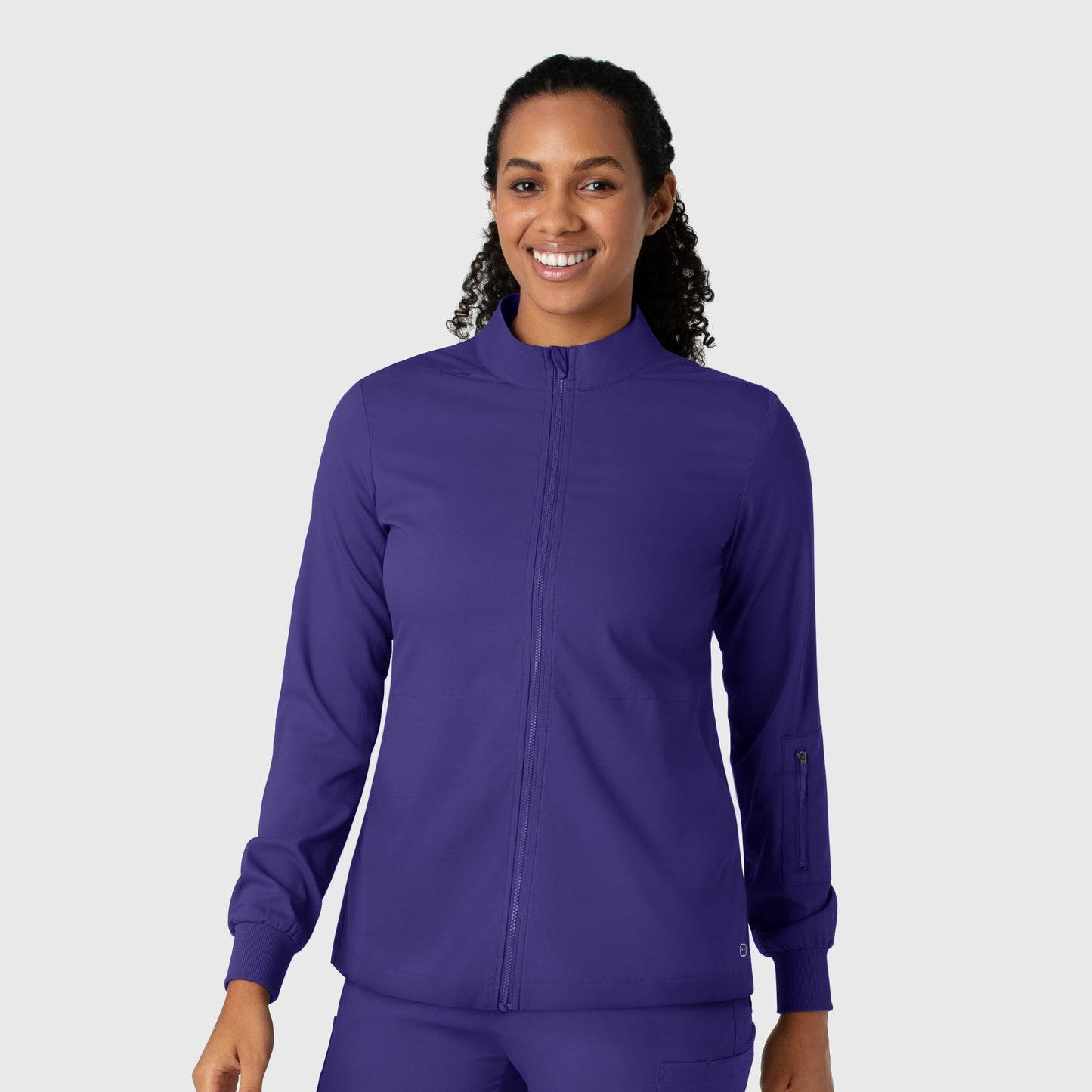 Boundless 8151 Warm Up Scrub Jacket Grape Model Image Front | Wink