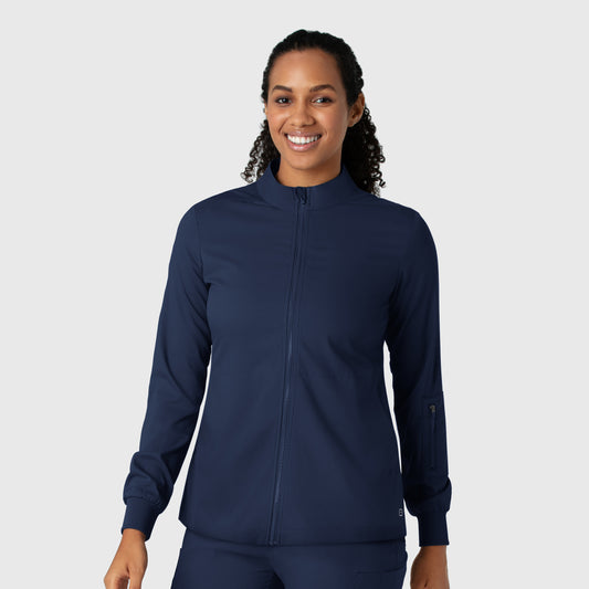 Boundless 8151 Warm Up Scrub Jacket Navy Model Image Front | Wink