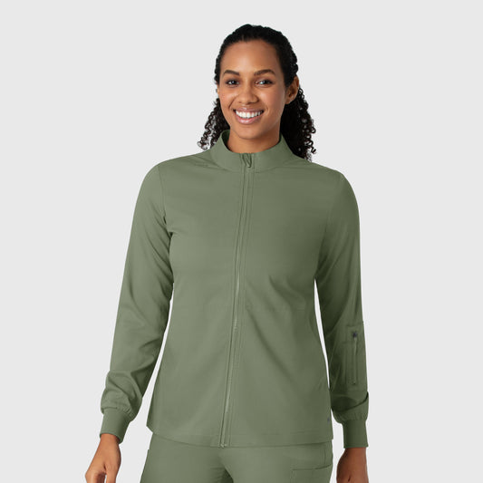 Boundless 8151 Warm Up Scrub Jacket Sage Model Image Front | Wink