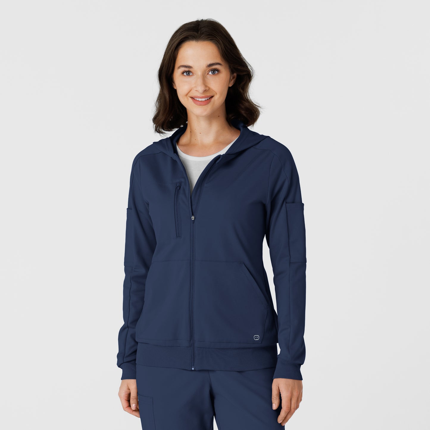 RENEW 8159 Knit Women’s Zip Hoodie Navy Model Image Front | Wink