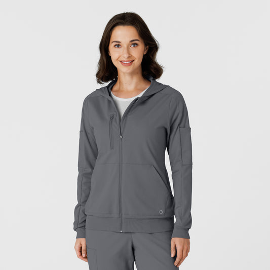 RENEW 8159 Knit Women’s Zip Hoodie Pewter Model Image Front | Wink