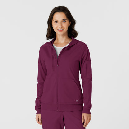 RENEW 8159 Knit Women’s Zip Hoodie Wine Model Image Front | Wink