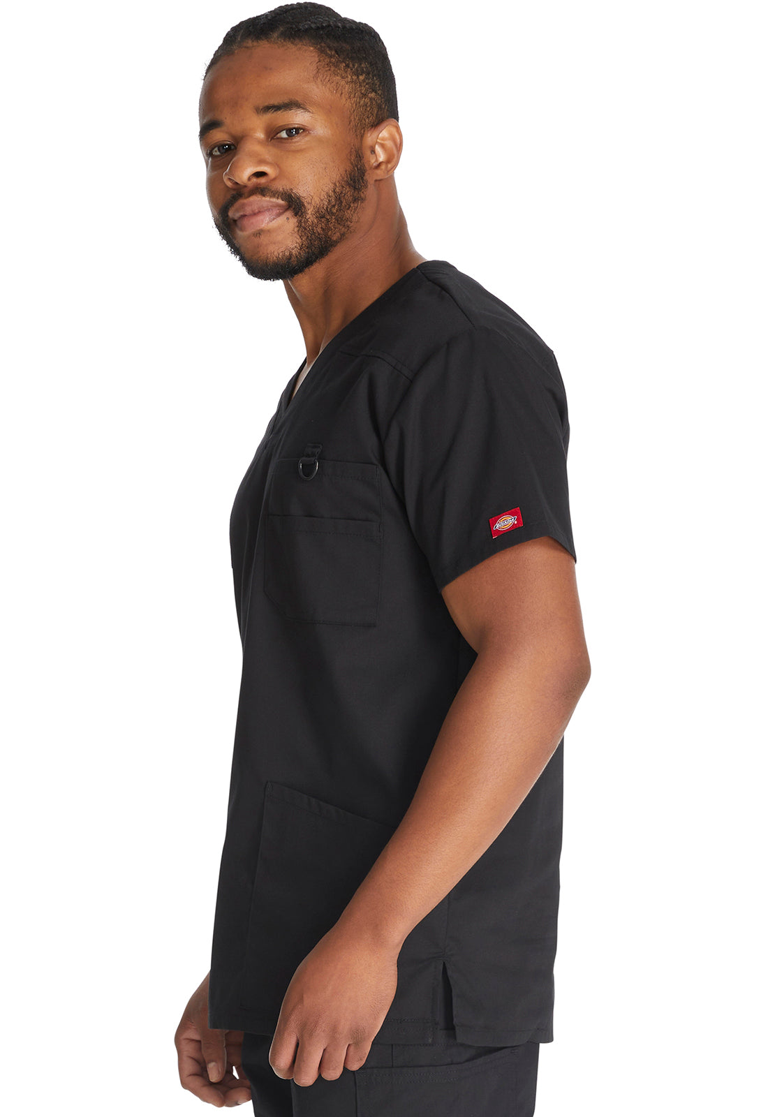 EDS Signature 81906 Men's V-Neck Top Black Model Image Right Side | Dickies