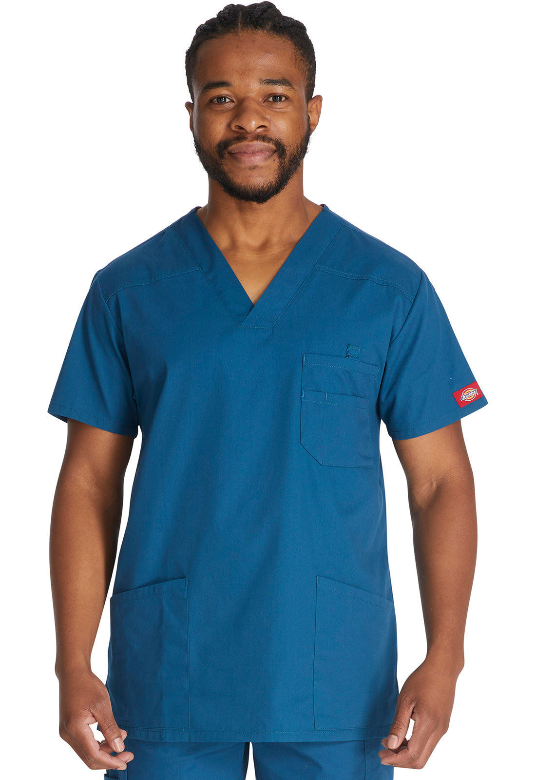 EDS Signature 81906 Men's V-Neck Top Caribbean Blue Model Image Front | Dickies