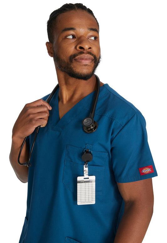 EDS Signature 81906 Men's V-Neck Scrub Top Caribbean Blue