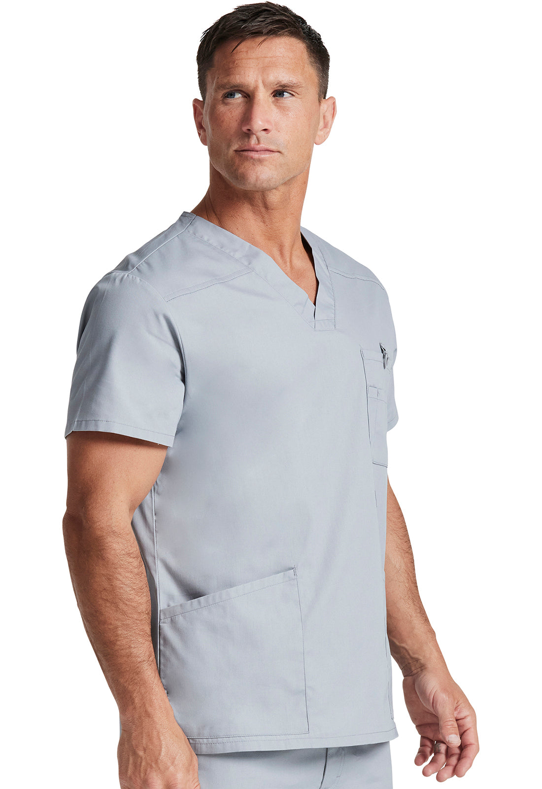 EDS Signature 81906 Men's V-Neck Top Grey Model Image Left Side | Dickies