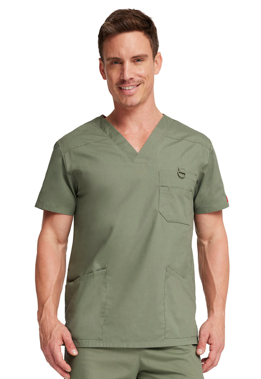 EDS Signature 81906 Men's V-Neck Top Olive Model Image Front | Dickies