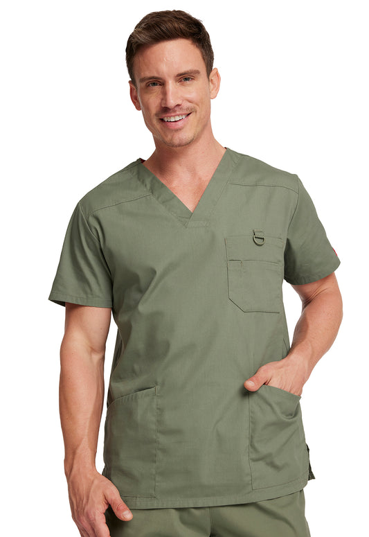 EDS Signature 81906 Men's V-Neck Scrub Top Olive