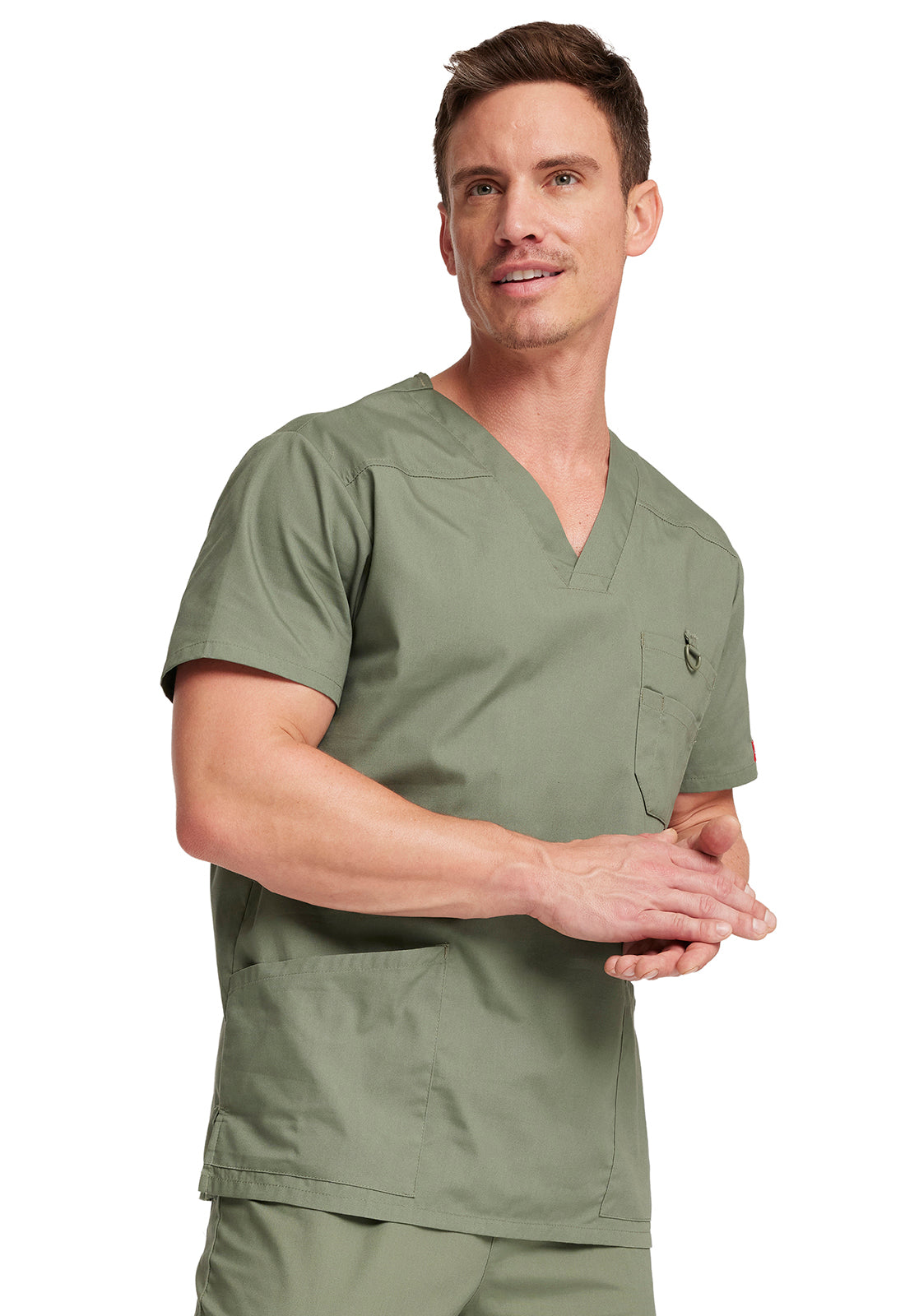 EDS Signature 81906 Men's V-Neck Top Olive Model Image Left Side | Dickies