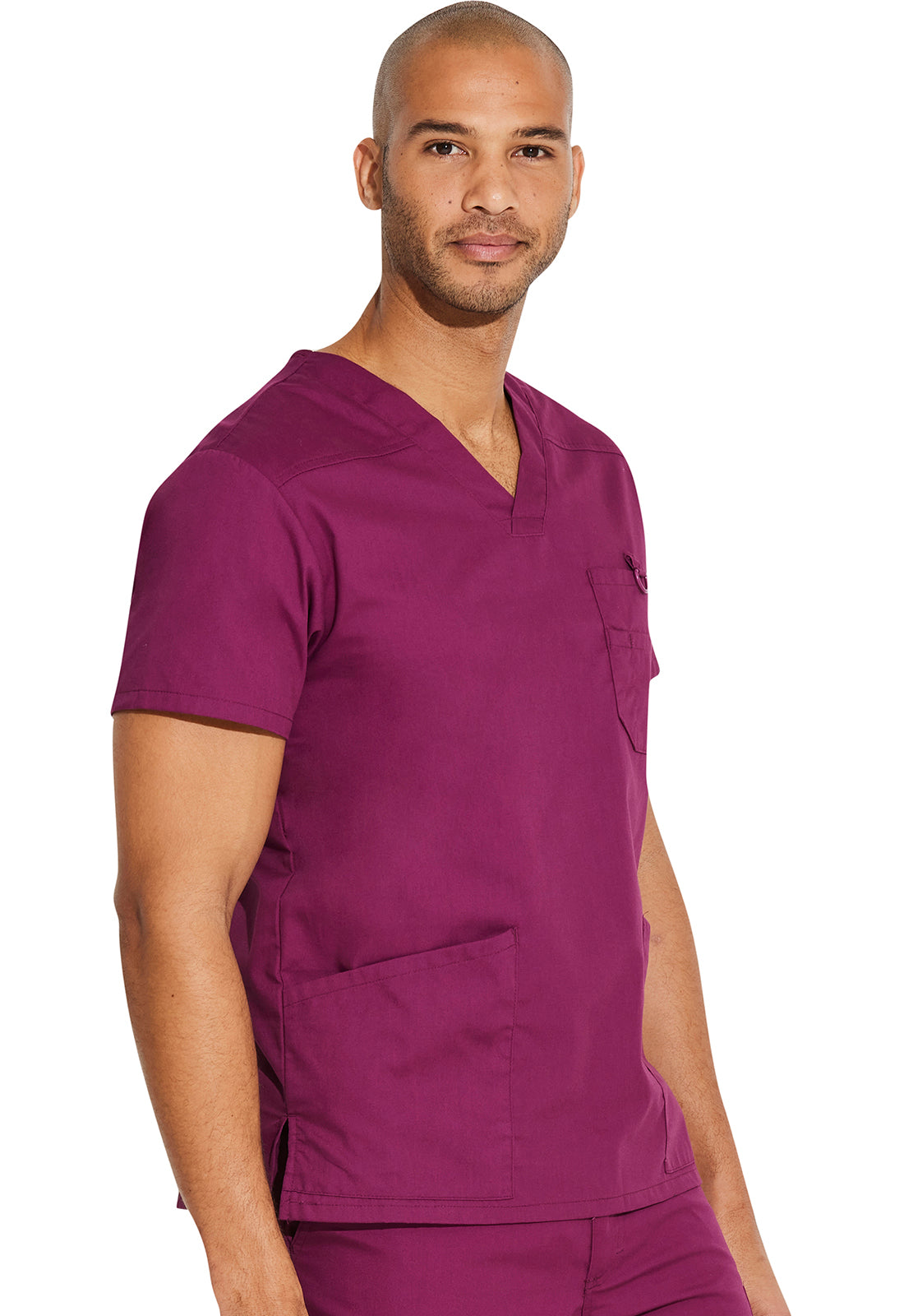 EDS Signature 81906 Men's V-Neck Top Wine Model Image Left Side | Dickies