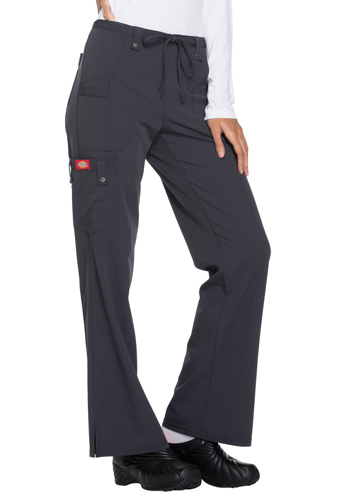 Xtreme Stretch 82011 Mid Rise Drawstring Cargo Pants Pewter Model Image Left Side | Dickies