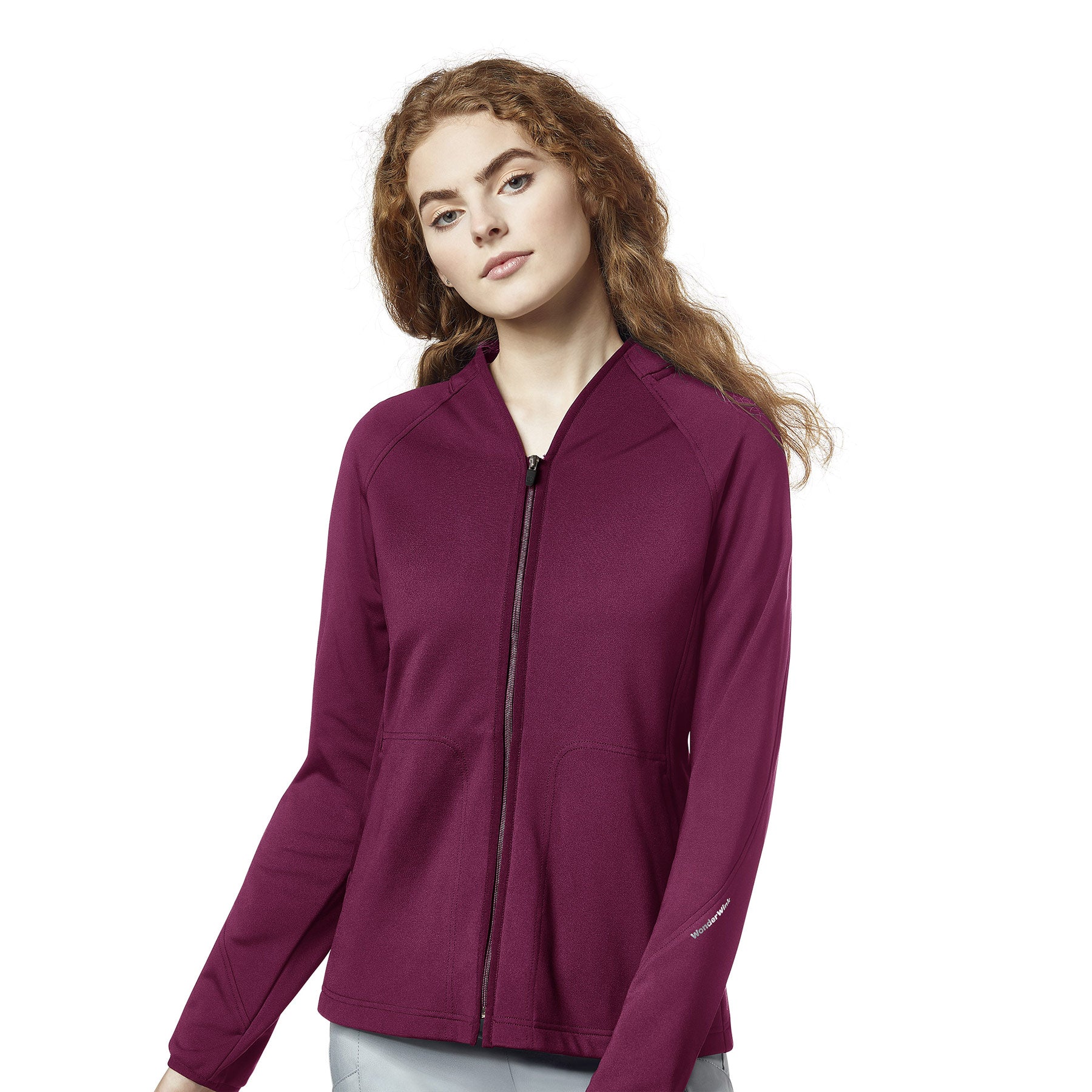 Layers 8209 Fleece Full Zip Jacket Wine Model Image Front | Wink