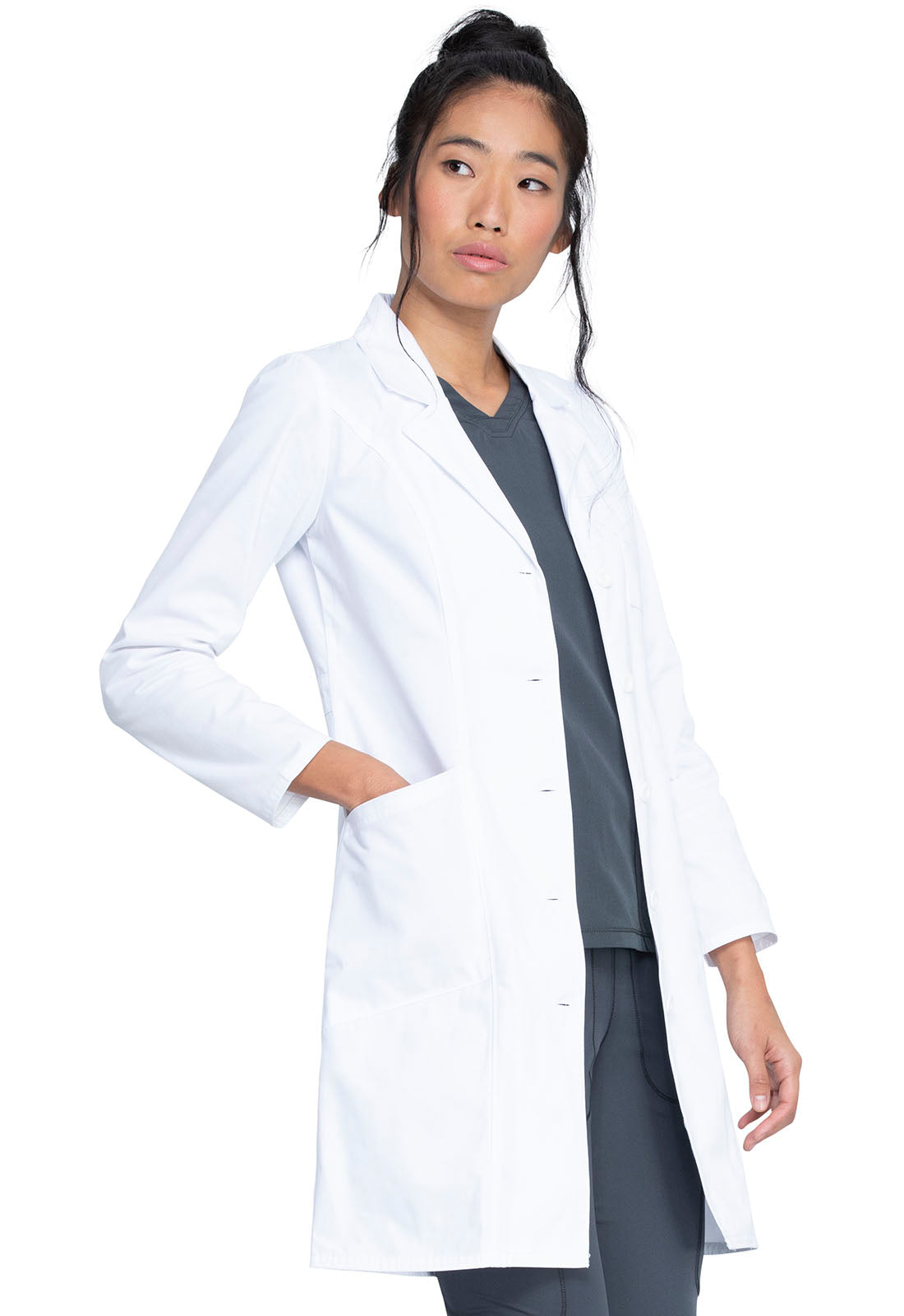 Prof. Whites 82401 37" Lab Coat White Model Image Left Side | Dickies