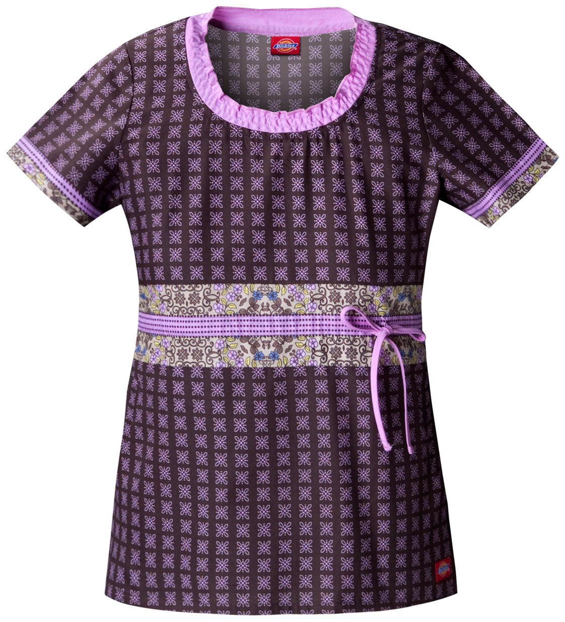  82769C Smocked Round Neck Top Itsy Ditsy Daisy Model Image Front | Dickies