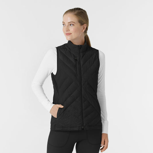 Layers 8277 Quilted Scrub Vest Black Model Image Front | Wink