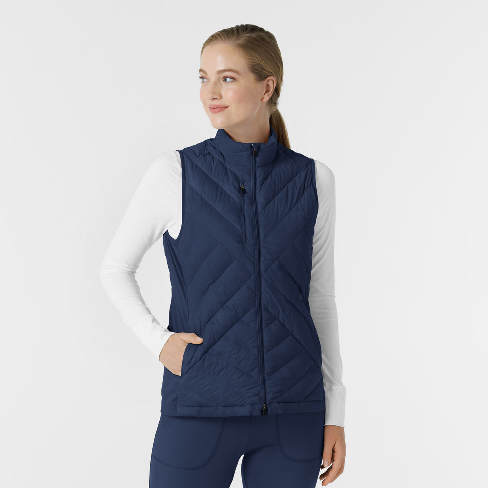 Layers 8277 Quilted Scrub Vest Navy Model Image Front | Wink