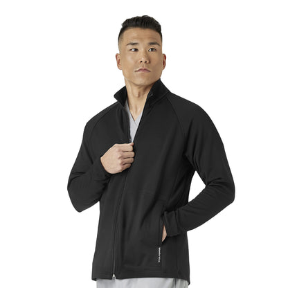 Layers 8309 Men's Fleece Full Zip Jacket Black Model Image Front | Wink