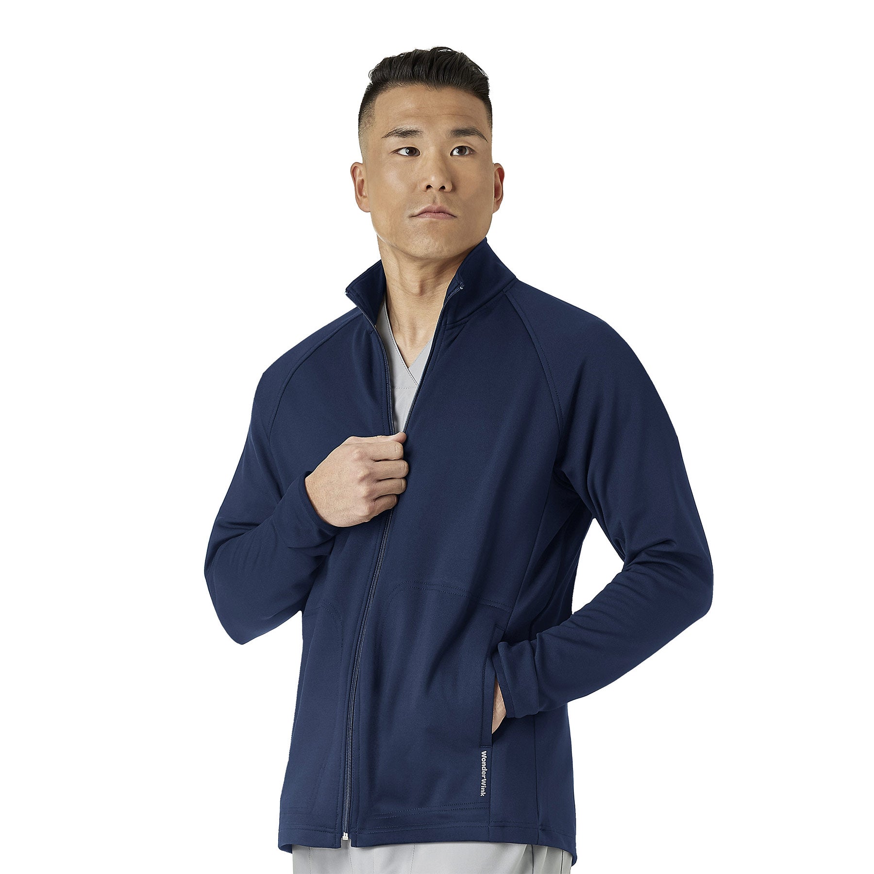 Layers 8309 Men's Fleece Full Zip Jacket Navy Model Image Front | Wink