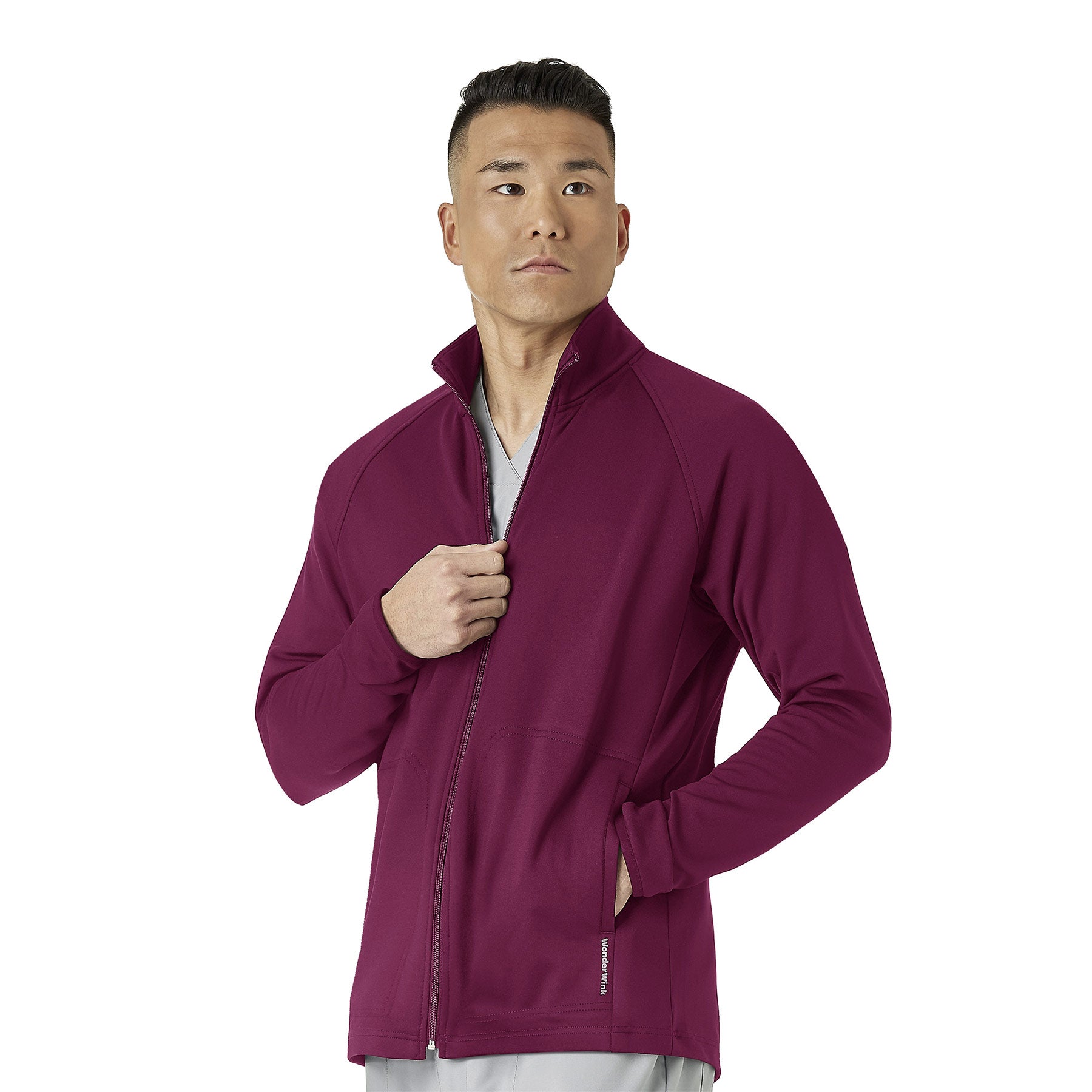 Layers 8309 Men's Fleece Full Zip Jacket Wine Model Image Front | Wink