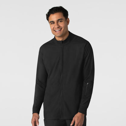 Boundless 8351 Men's Warm Up Scrub Jacket Black Model Image Front | Wink