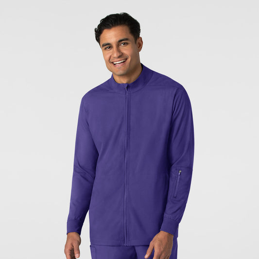 Boundless 8351 Men's Warm Up Scrub Jacket Grape Model Image Front | Wink