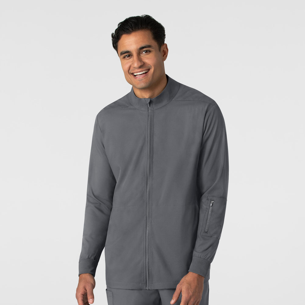 Boundless 8351 Men's Warm Up Scrub Jacket Pewter Model Image Front | Wink